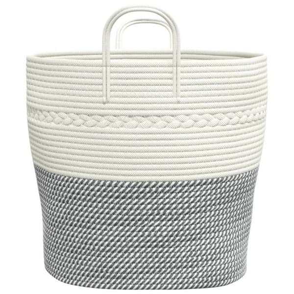 Grå och vit förvaringskorg Ø43x38 cm bomull