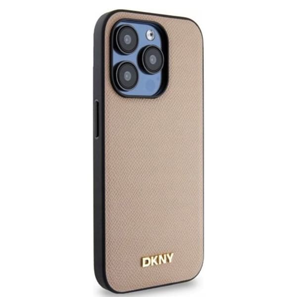 Telefoncase - DKNY - iPhone 15 Pro - Grainad läder - Hård - Beige