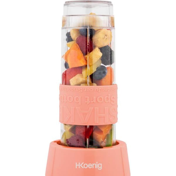 Mini blender - H.Koenig - SMOO10 - 300 W - 570 mL - Korall - 2 flaskor ingår