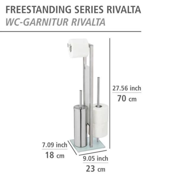 WC-tillbehörsset - Wenko - Rivalta - Inox silver - 3 i 1 - H 70 cm