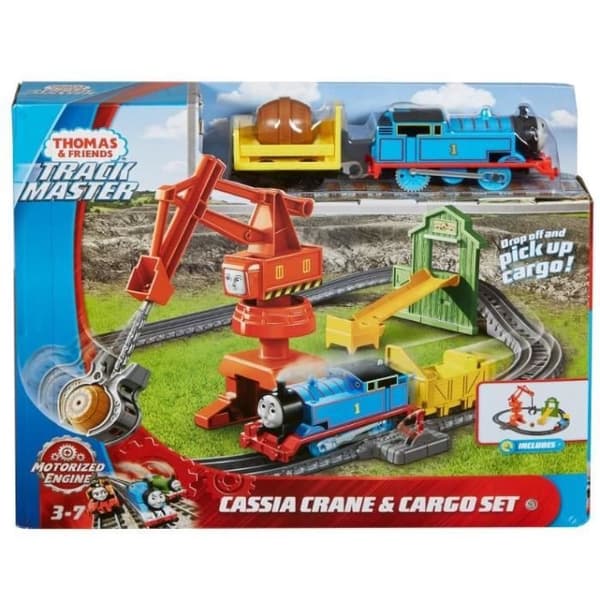 Thomas de Trein TrackMaster Cassie Crane Cargo Train Set - Vit - 8 st