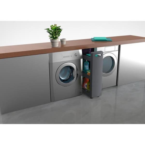 Mobilo Serving Unit - 3 modulära förvaringshyllor - Multidirectional hjul - 60 x 22 x 79 cm - Antracitgrå - EDA