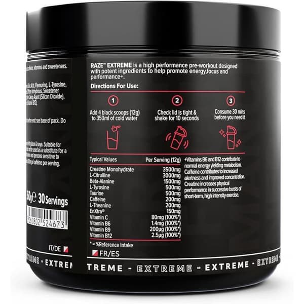 Raze Extreme Pre-Workout Pulver | Avancerad | Vattenmelon