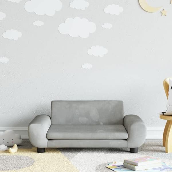 vidaXL Barnsoffa Ljusgrå 70x45x33 cm Sammet, Minisoffa, Minisoffa Stol, Mini Barnsoffa, Soffa 3196387