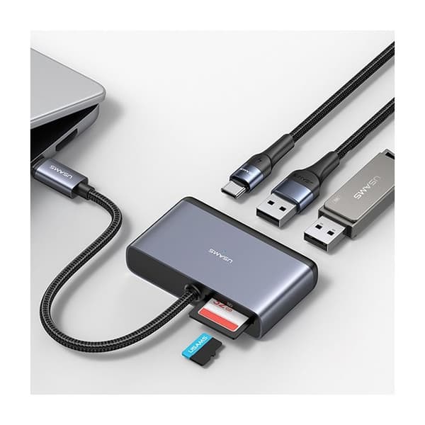Adapter Hub - USAMS - 5 i 1 - USB 3.0 - USB-C - Snabb överföring