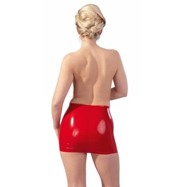 Röd Latex Mini Kjol - L