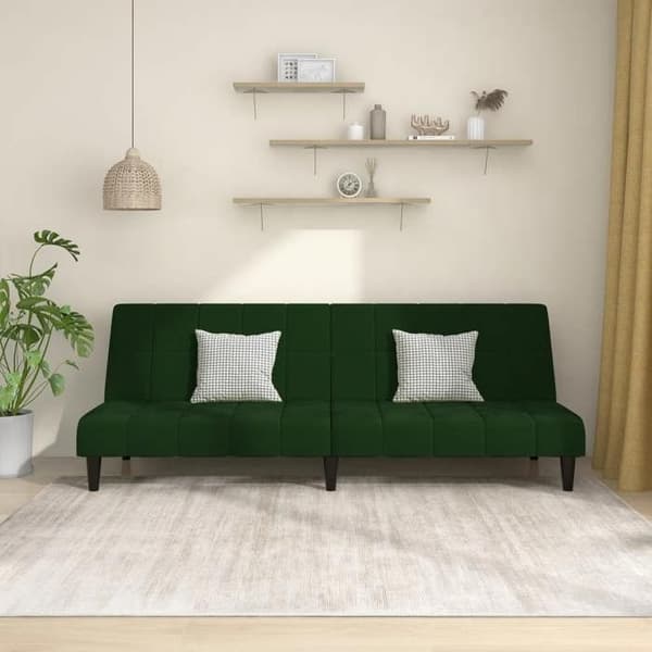 vidaXL 2-sits bäddsoffa Mörkgrön sammet 375843