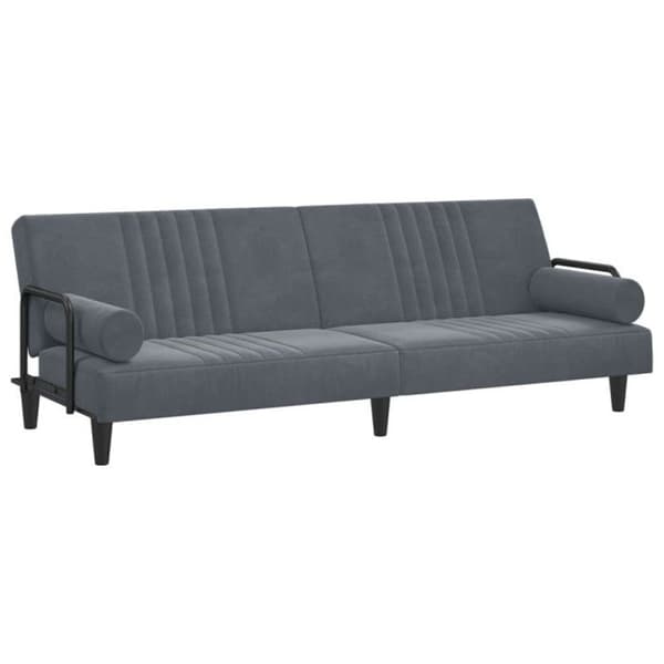 vidaXL bäddsoffa med armstöd mörkgrå sammet 351895