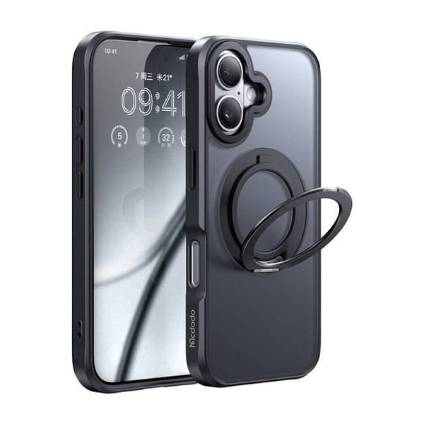Mcdodo MagSafe-etui PC-4930 för iPhone 16 med stöd (svart)