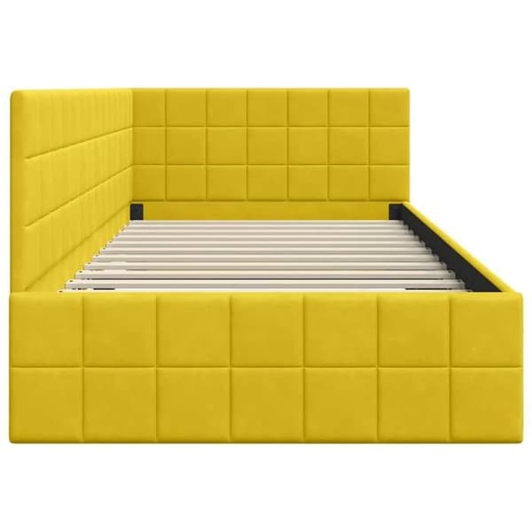 vidaXL Vinkel sängram Gul 100 cm x 200 cm Sammet 42016404