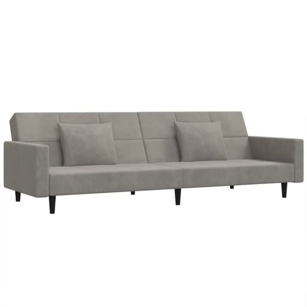 vidaXL 2-sits bäddsoffa med två kuddar ljusgrå sammet 375816
