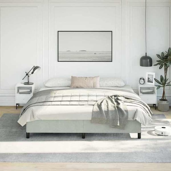 vidaXL Sängram ljusgrå 193x203 cm sammet 347360