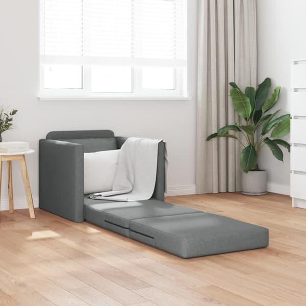 Soffa säng 2 i 1 mörkgrå 74x77x81 cm tyg