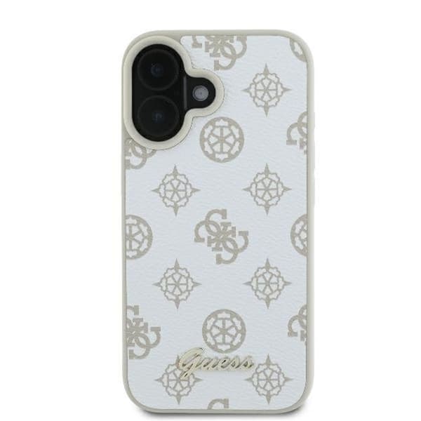 Coque för iPhone 16 - Guess Peony Script MagSafe (GUHMP16SPGPYSH) - Vit