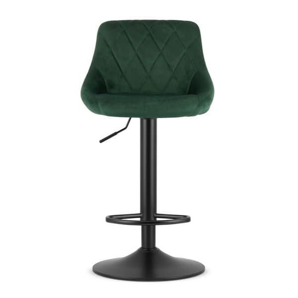 Taburett - KAST - Grön Sammet - Svart Bas - Höjdjusterbar - Set om 2