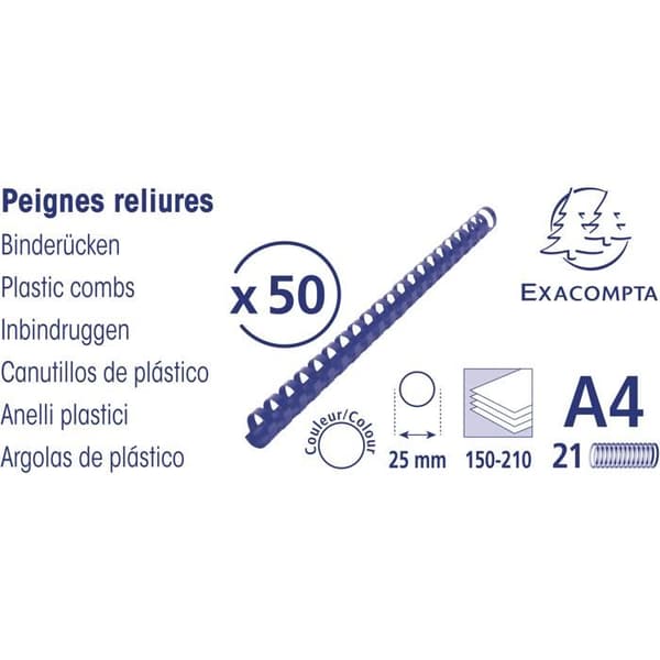 Plastspiralbindningar - EXACOMPTA - 75701E - 25 mm - Svart - Förpackning 50