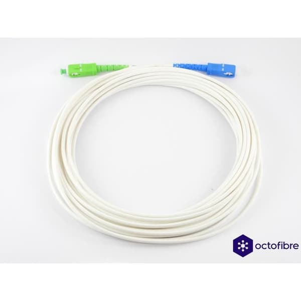 Fiberoptisk kabel - Gratis - SC-APC till SC-UPC - 50M - Singlemode - Vit