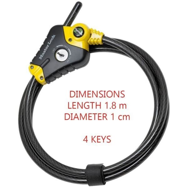 Stöldskydd - MASTER LOCK - Python 8433EURD - Justerbar längd från 30 cm till 1,8 m - Vridet stål - Svart