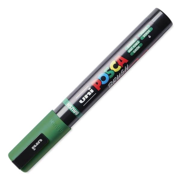 POSCA-markör - Mörkgrön - Penselspets - PC5BR - Alla ytor