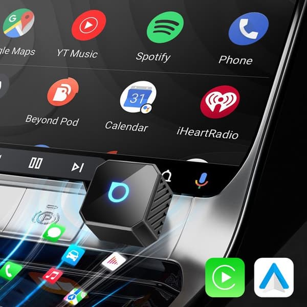 Mini Ottocast USB / USB-C-adapter för trådlös CarPlay och Android Auto Svart