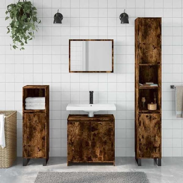 vidaXL Badmöbelset 2 delar Rökt ek 835697