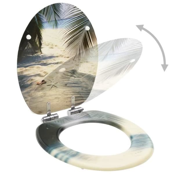 vidaXL Toalettsits med mjukstängande lock MDF Beach