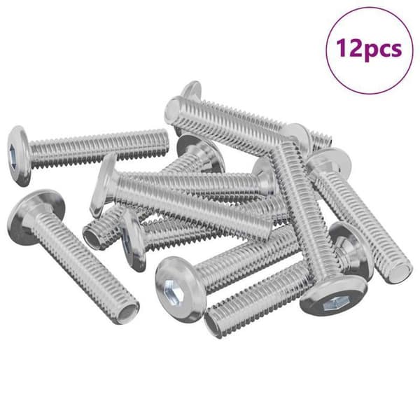 Bult - mutter - skiva Vidaxl Låsskruv Uni 12 st Silver M6 x 30 mm Stål