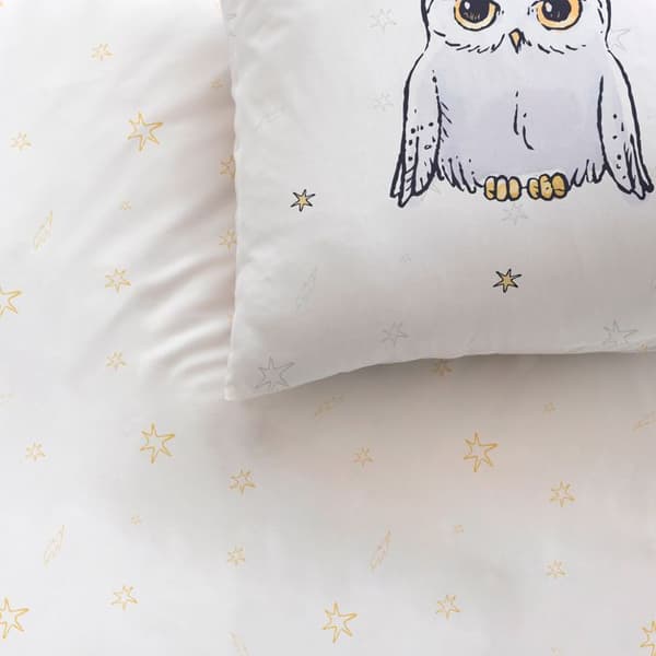 Barnsängkläder 100% Bomull - HARRY POTTER UGGLA - Vit - 140x200+63x63cm