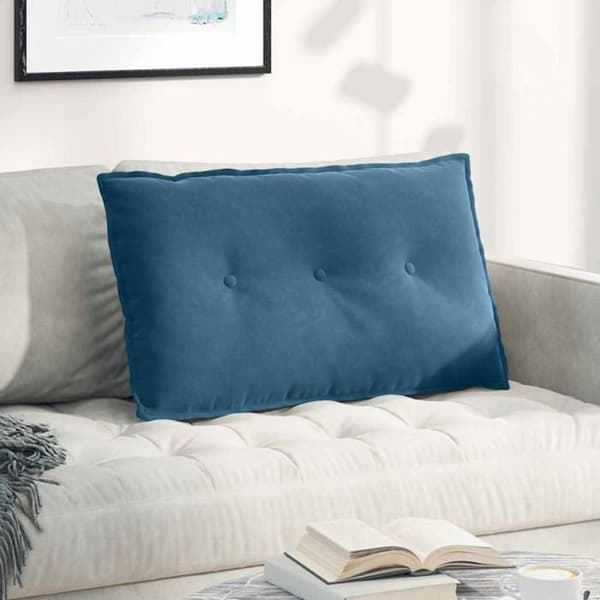 VIDAXL Rektangulär ryggkudde i blått ribbat sammet 80 x 50 x 19 cm