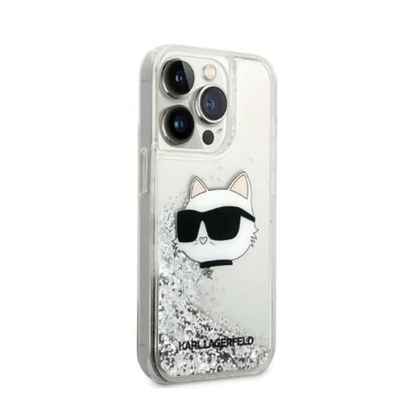 Karl Lagerfeld Coque iPhone 14 Pro Max Liquid Glitter Choupette - TPU/Polykarbonat Silver