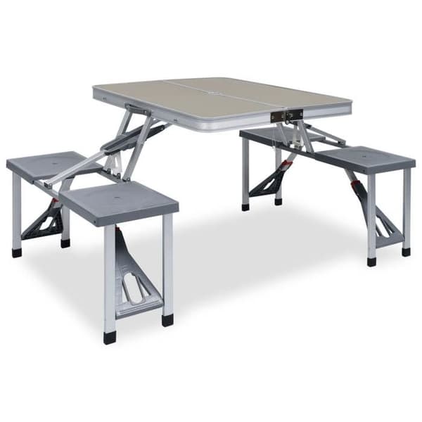 vidaXL Fällbart campingbord med 4 säten Stål Aluminium