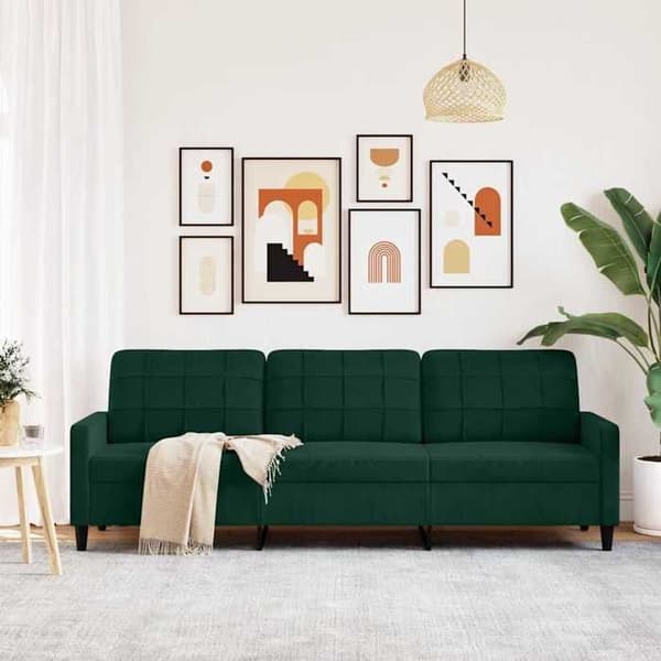 vidaXL 3-sitssoffa Mörkgrön 210 cm Sammet 4007646