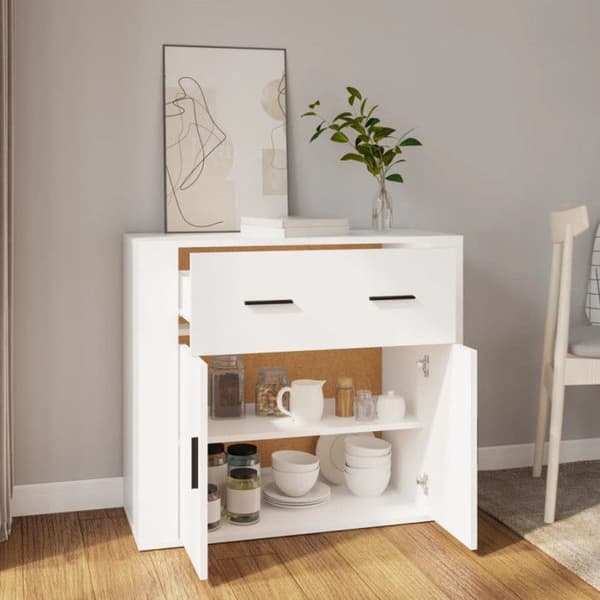 816568 vidaXL Buffé Vit 80x33x70 cm Ingenjörsträ