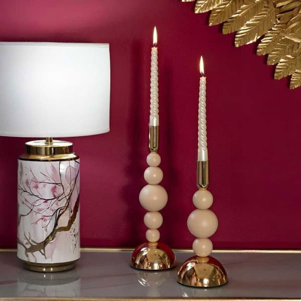 Metallljusstake Hållare (2-pack) rosa och guld