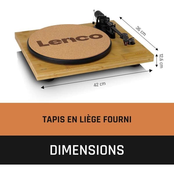 LENCO LBT-335BA - Vinylspelare med Bluetooth® och Ortofon 2M Red pickup - Bambu