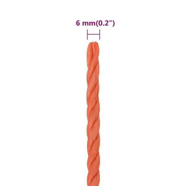 152925 vidaXL Arbetsrep Orange 6 mm 100 m Polypropen