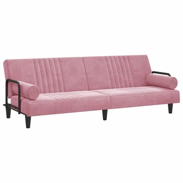 vidaXL Sängsoffa med armstöd rosa sammet 351897