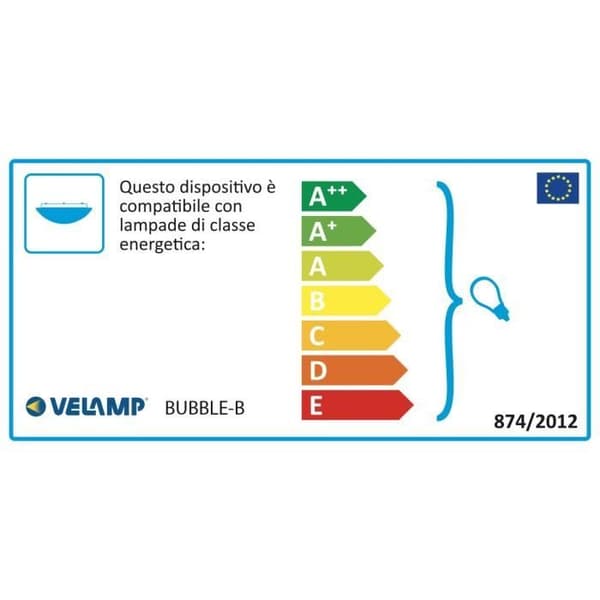 VELAMP BUBBLE Rund utomhusplafond IP44 E27 60W Vit 18,8 cm