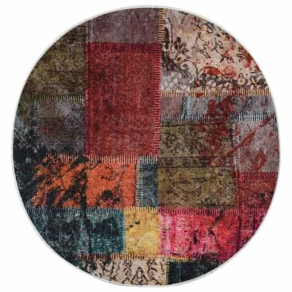 vidaXL Tvättbar Patchworkmatta φ120 cm flerfärgad 337969