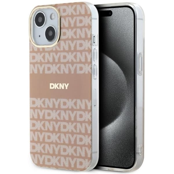 Coque iPhone 15 - DKNY - IML Mono & Stripe - MagSafe - Rosa - Mjuk