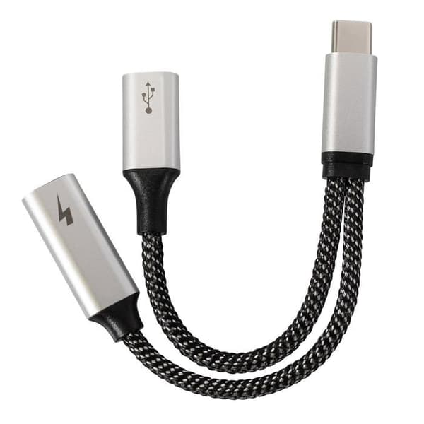 USB-C 2-i-1 fördelningsadapter - MAXTRACK - USB Typ C - 2 portar - Dataöverföring - Snabbladdning 60 W