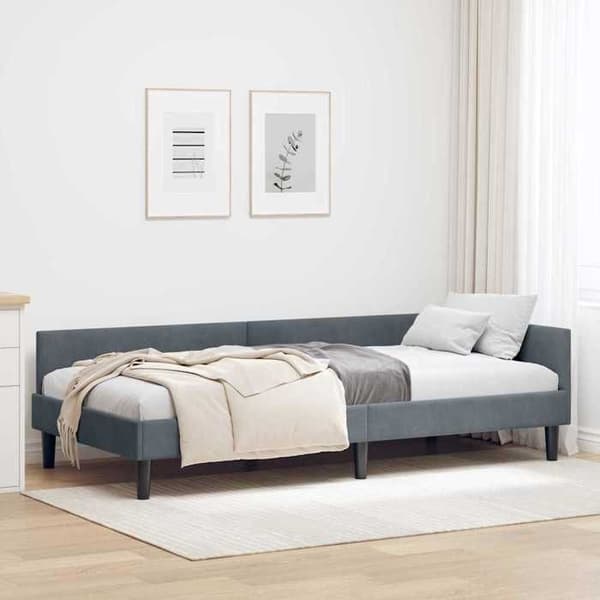 vidaXL Hörnsängram Mörkgrå 80 cm x 200 cm Sammet 42016135