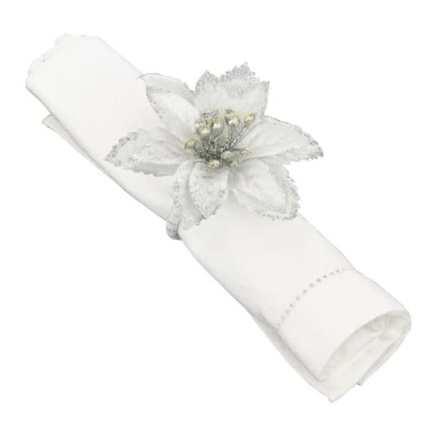 Set med 2 Servettringar "Poinsettia" 9cm Silver