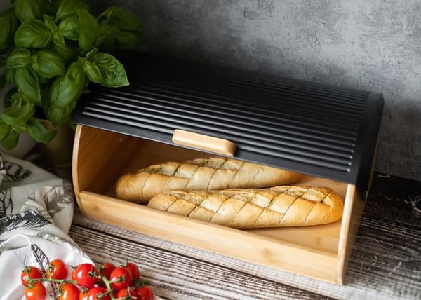 Brödbox - BRUNBESTE - Modell 2737 - Bambu - Svart stål - Modern design
