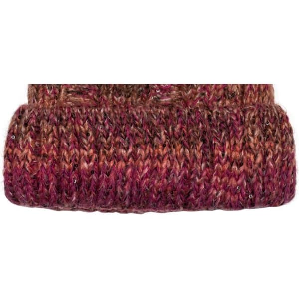 styleBREAKER stickad mössa för kvinnor med pompom, med flätat mönster i gradientfärger, paljetter och fleecefoder,