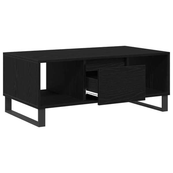Svart ek soffbord 90x50x36,5 cm Återvunnet trä