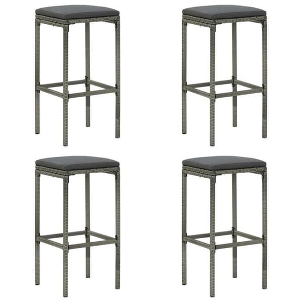 Barstolar i hartsflätad - VIDAXL - Grå - Set om 4 - 38 x 38 x 76 cm - Modernt - Design