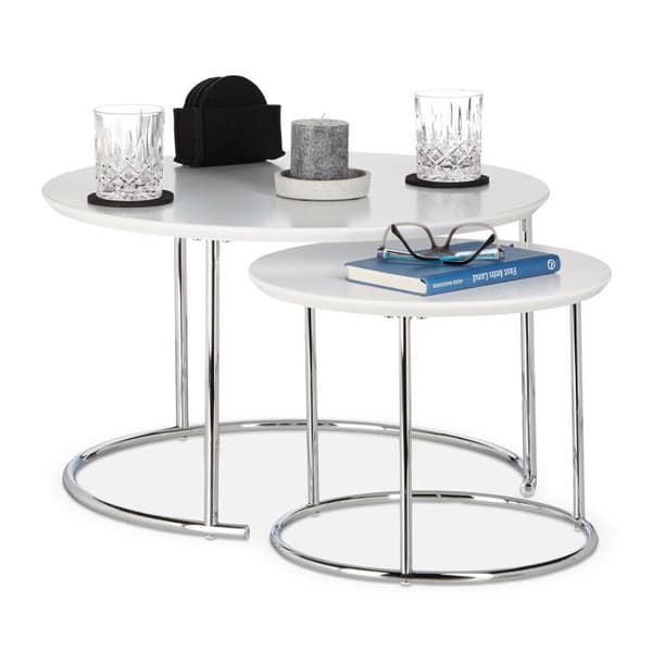 Häckningsbord - RELAXDAYS - Liten rund matt - Metall - Vit