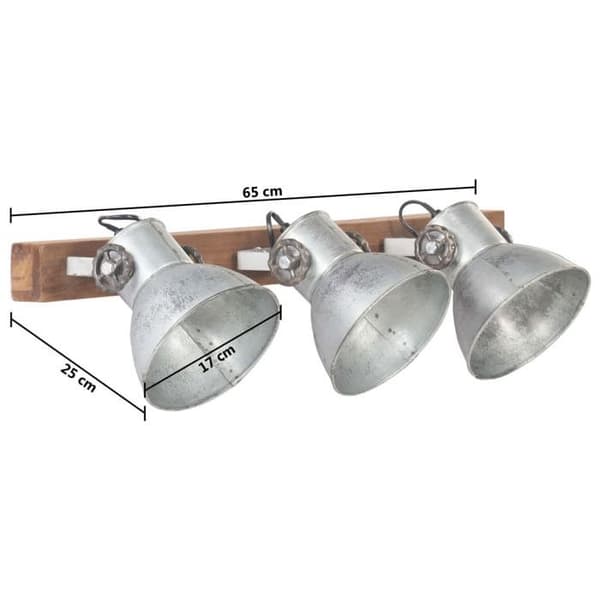 Vägglampa - vidaXL - Silver - 65x25 cm - E27 - 3 skärmar