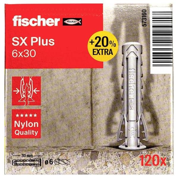 Fischer 573160 SX Plus Plug 30 mm 6 mm 120 st (styck)